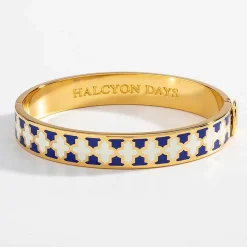 Agama Cobalt, Cream & Gold Bangle | Halcyon Days