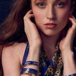 Agama Cobalt Hinged Enamel Bangle | Halcyon Days
