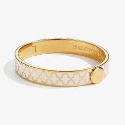 Agama Cream & Gold Hinged Bangle | Halcyon Days