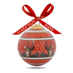 Antler Trellis & Stag Red Christmas Bauble | Halcyon Days
