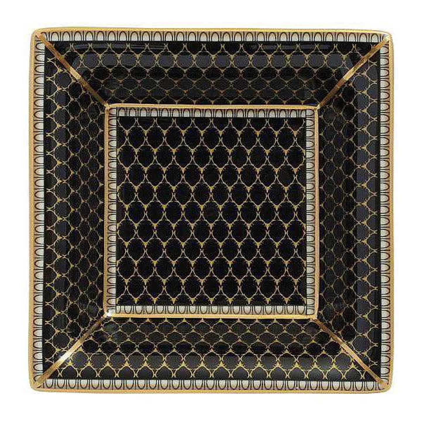 Antler Trellis Black Fine Bone China Square Tray | Halcyon Days