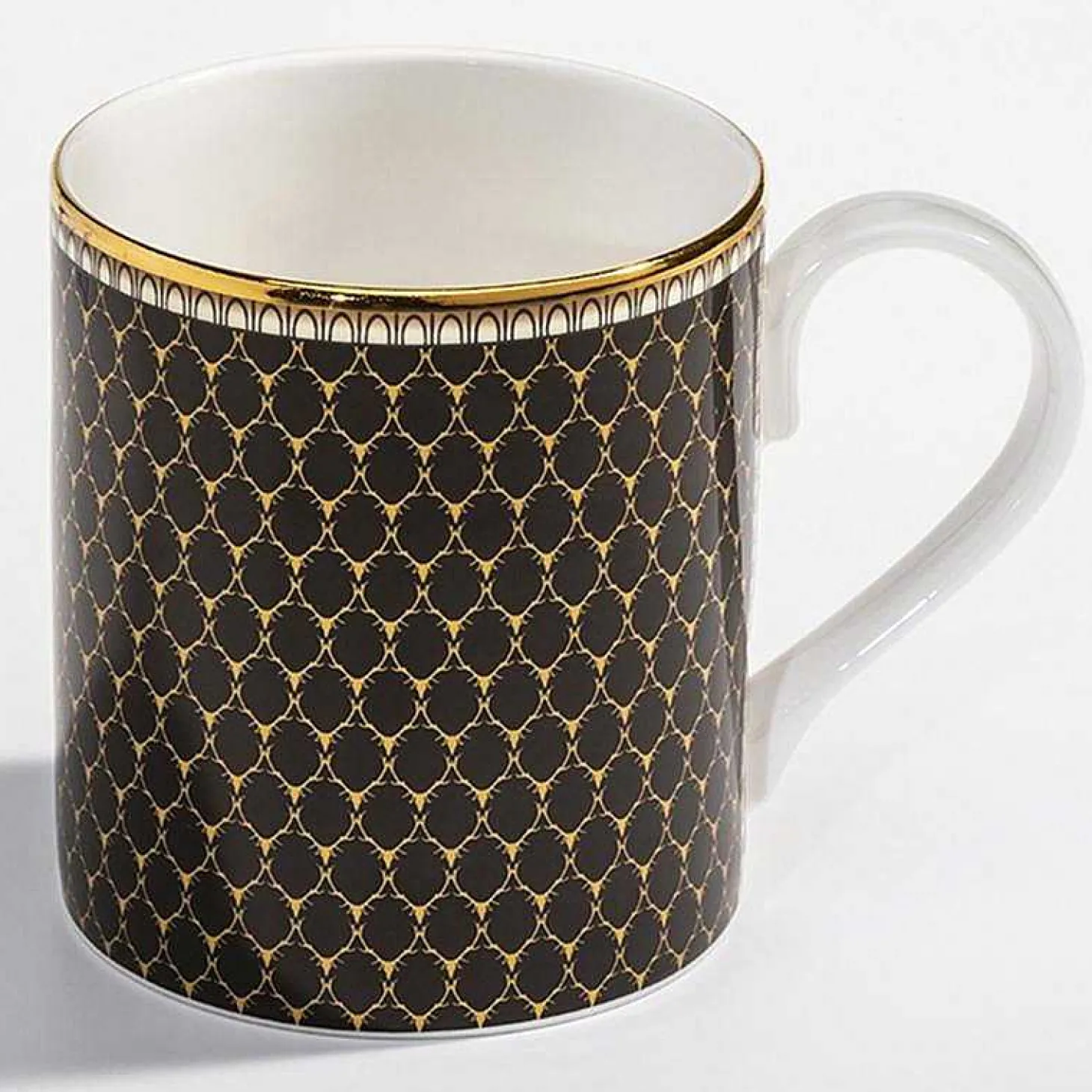 Antler Trellis Black Fine Bone China Mug | Halcyon Days