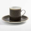 Antler Trellis Black Fine Bone China Cup & Saucer
