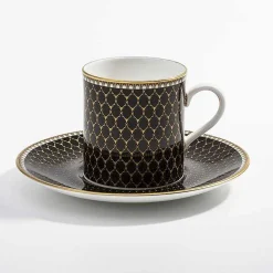 Antler Trellis Black Fine Bone China Cup & Saucer