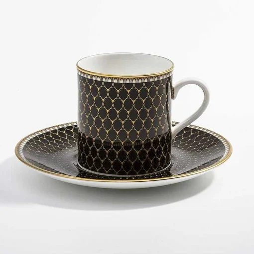 Antler Trellis Black Fine Bone China Cup & Saucer