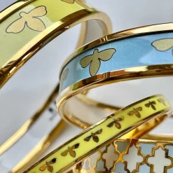 Bee Enamel Bangle In Buttercup & Gold | Halcyon Days