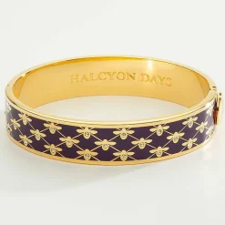 Bee Sparkle Trellis Amethyst & Gold Bangle | Halcyon Days