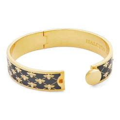 Bee Sparkle Trellis Black & Gold Bangle | Halcyon Days