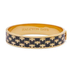 Bee Sparkle Trellis Black & Gold Bangle | Halcyon Days