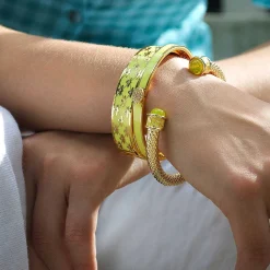 Bee Sparkle Trellis Buttercup & Gold Bangle | Halcyon Days