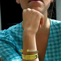 Bee Sparkle Trellis Buttercup & Gold Bangle | Halcyon Days