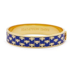 Bee Sparkle Trellis Cobalt Gold Bangle | Halcyon Days