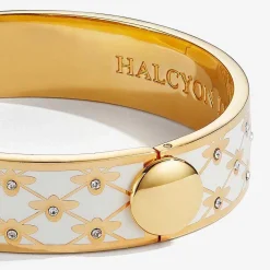 Bee Sparkle Trellis Cream & Gold Bangle | Halcyon Days