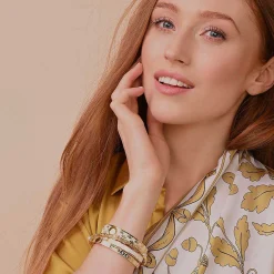 Bee Sparkle Trellis Cream & Gold Bangle | Halcyon Days