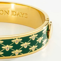 Bee Sparkle Trellis Emerald Gold Bangle | Halcyon Days