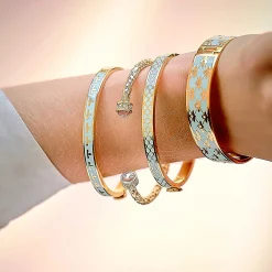 Bee Sparkle Trellis Forget-Me-Not & Gold Bangle | Halcyon Days