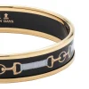 Bridle Enamel Bangle In Black & Gold | Halcyon Days