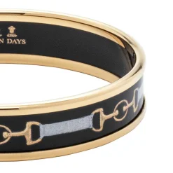 Bridle Enamel Bangle In Black & Gold | Halcyon Days