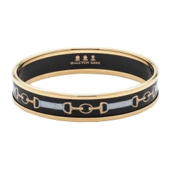 Bridle Enamel Bangle In Black & Gold | Halcyon Days