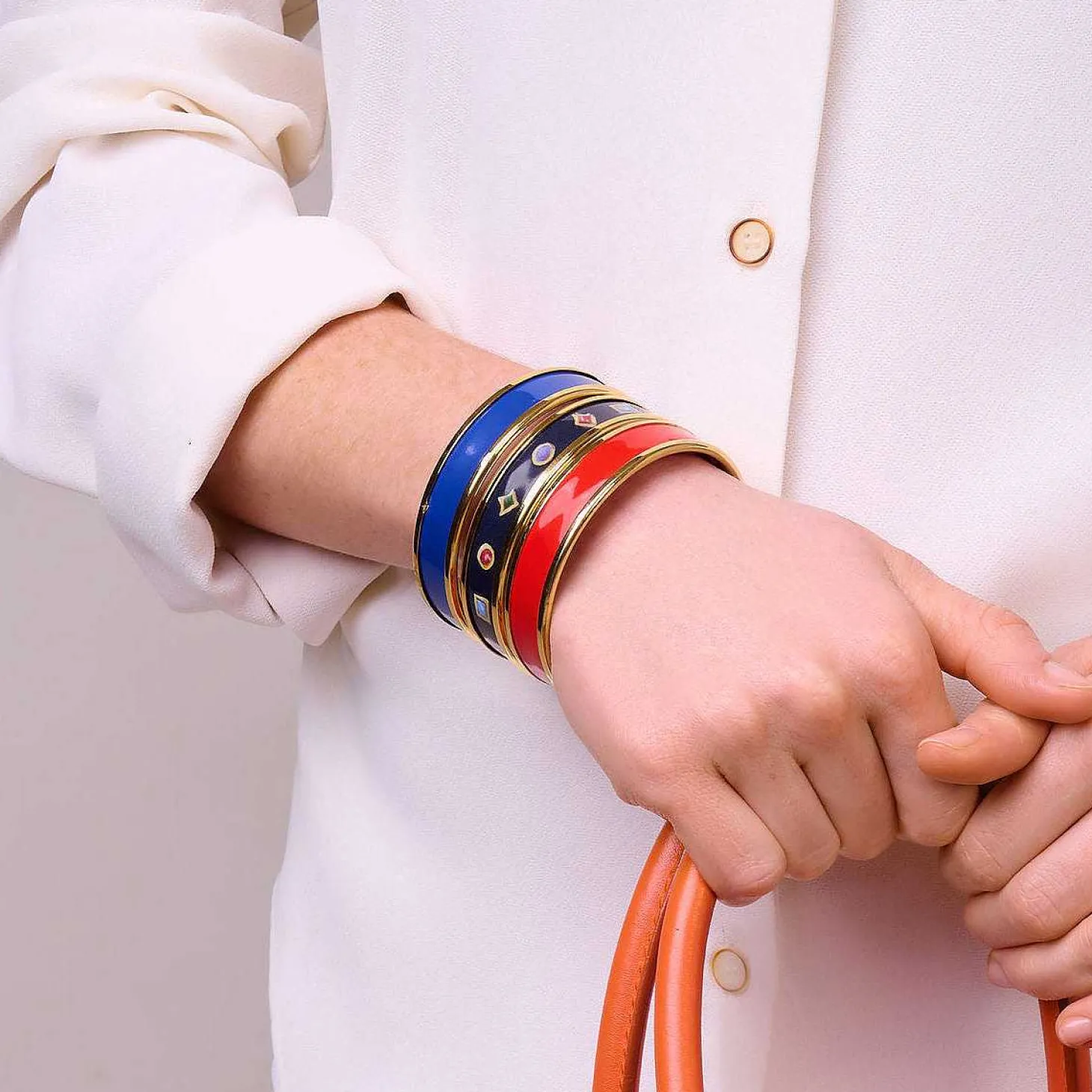 Butterfly Enamel Bangle In Navy & Gold | Halcyon Days