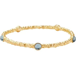 Cabochon Aquamarine Gold Push-On Bangle | Halcyon Days