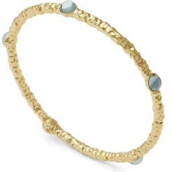 Cabochon Aquamarine Gold Push-On Bangle | Halcyon Days