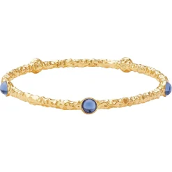Cabochon Forget-Me-Not Gold Push-On Bangle | Halcyon Days