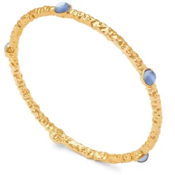 Cabochon Forget-Me-Not Gold Push-On Bangle | Halcyon Days
