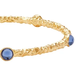 Cabochon Forget-Me-Not Gold Push-On Bangle | Halcyon Days
