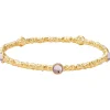 Cabochon Rose Quartz & Gold Push-On Bangle | Halcyon Days