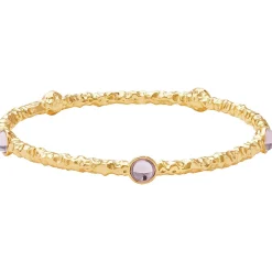 Cabochon Rose Quartz & Gold Push-On Bangle | Halcyon Days