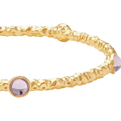 Cabochon Rose Quartz & Gold Push-On Bangle | Halcyon Days