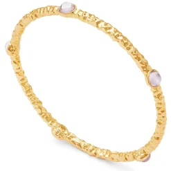Cabochon Rose Quartz & Gold Push-On Bangle | Halcyon Days