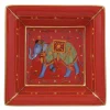 Ceremonial Indian Elephant Red Square Tray