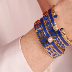 Chain Cobalt & Gold Bangle | Halcyon Days