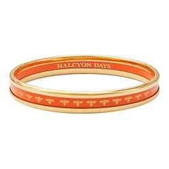 Christmas Robin Enamel Bangle In Navy & Gold | Halcyon Days