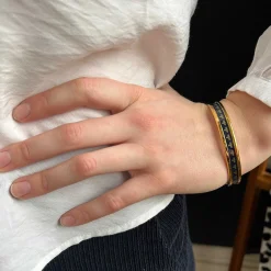Christmas Robin Enamel Bangle In Navy & Gold | Halcyon Days