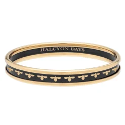 Christmas Robin Enamel Bangle In Navy & Gold | Halcyon Days