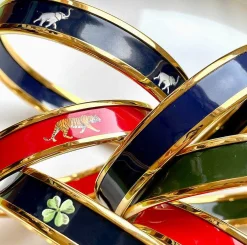 Elephant Enamel Bangle In Navy & Gold | Halcyon Days