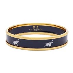 Elephant Enamel Bangle In Navy & Gold | Halcyon Days