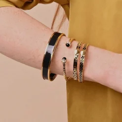 Enamel Bangle In Black & Gold | Halcyon Days