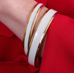 Enamel Bangle In Cream & Gold | Halcyon Days