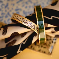 Enamel Bangle In Green & Gold | Halcyon Days