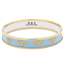 Enamel Bee Bangle In Forget-Me-Not & Gold | Halcyon Days