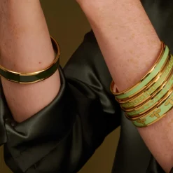 Enamel Bee Bangle In Meadow & Gold | Halcyon Days