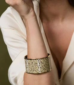 Enamel Cuff Bangle In Leopard Print | Halcyon Days