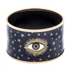 Evil Eye Enamel Cuff Bangle In Navy & Gold | Halcyon Days