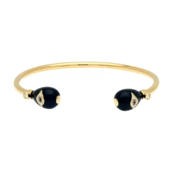 Evil Eye Midnight Blue & Gold Wire Bangle | Halcyon Days