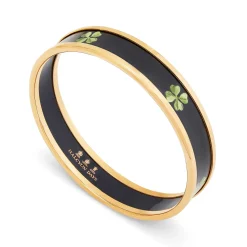 Four Leaf Clover Enamel Bangle In Navy & Gold | Halcyon Days