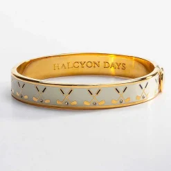 Golf Club Cream & Gold Hinged Enamel Bangle
